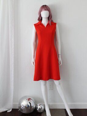 Vintage 1970s Red A-Line Dress with Dagger Collar